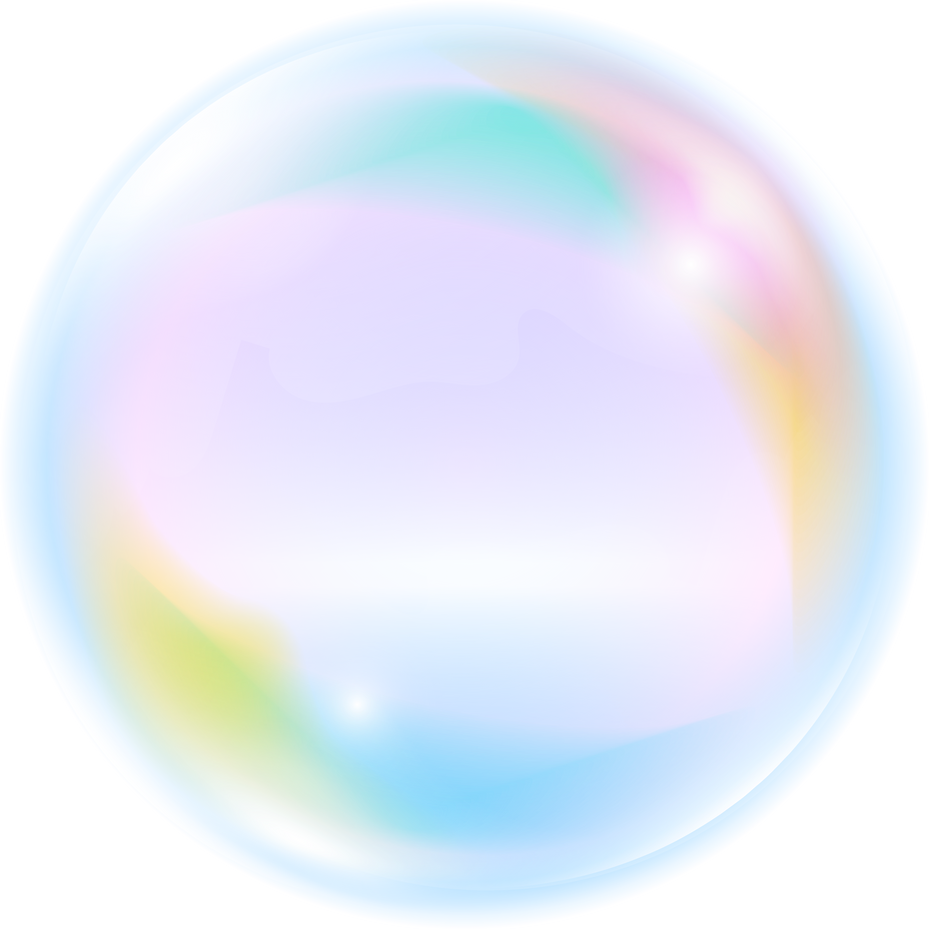 Rainbow color underwater bubble. Realistic water foam